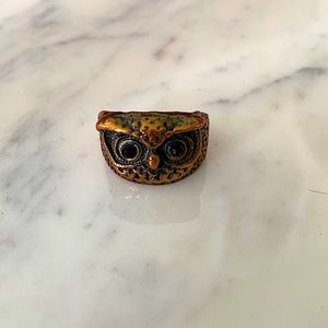3/$25 ⭐️ Owl Ring Carved Copper Size 6.5 Witchy Spooky Cottagecore